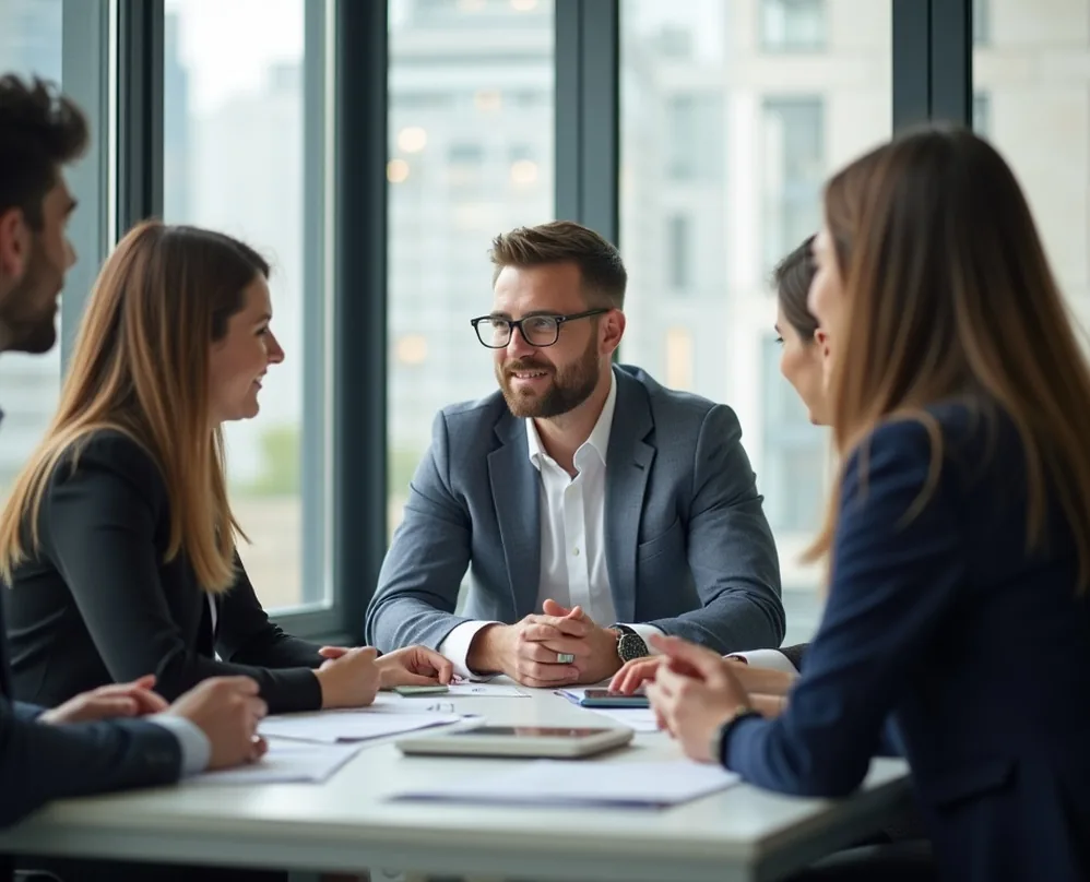 Strategic business meeting with professionals